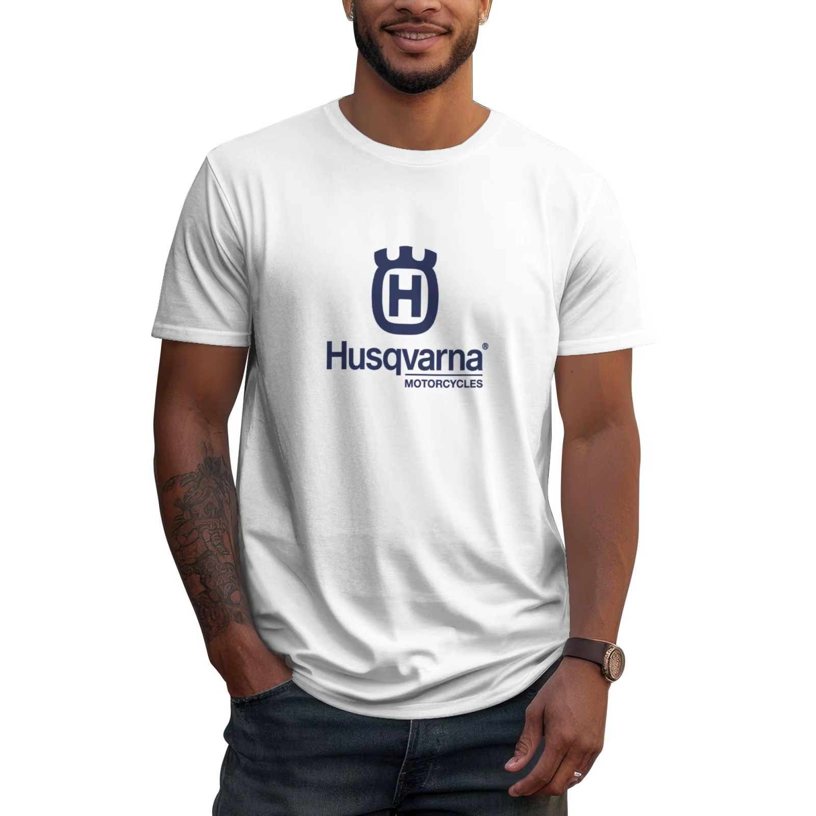 T-shirt imprimé moto 100% coton
