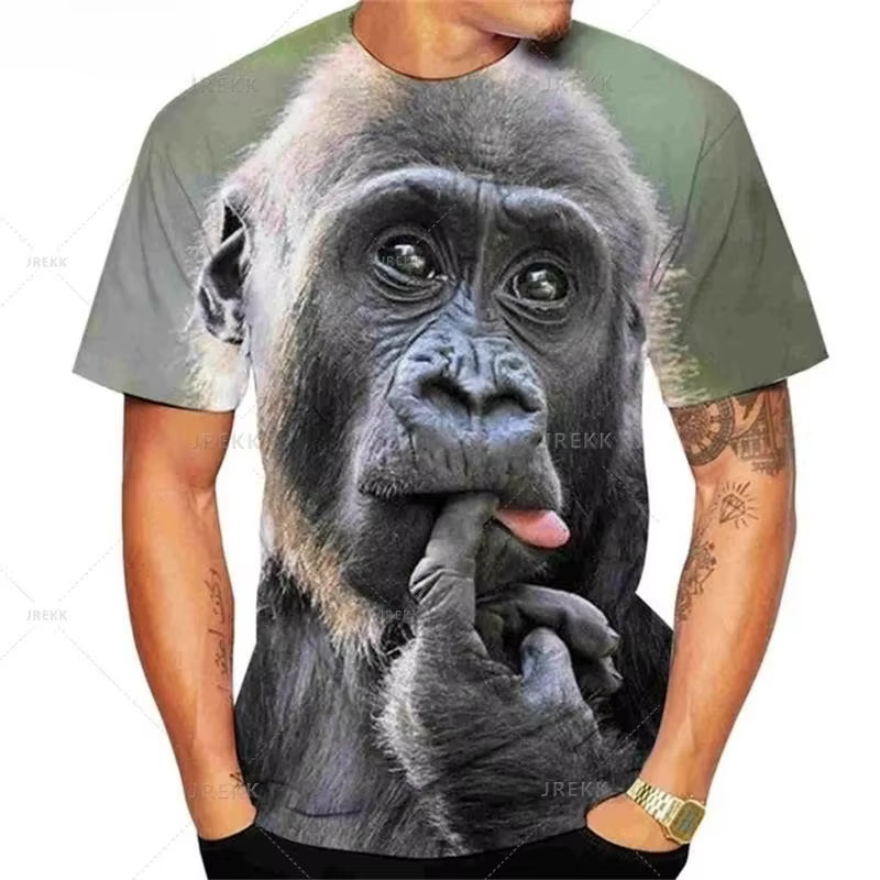 Animal T-Shirt pour hommes 3D imprimé Design Spoof gorille drôle singe femmes