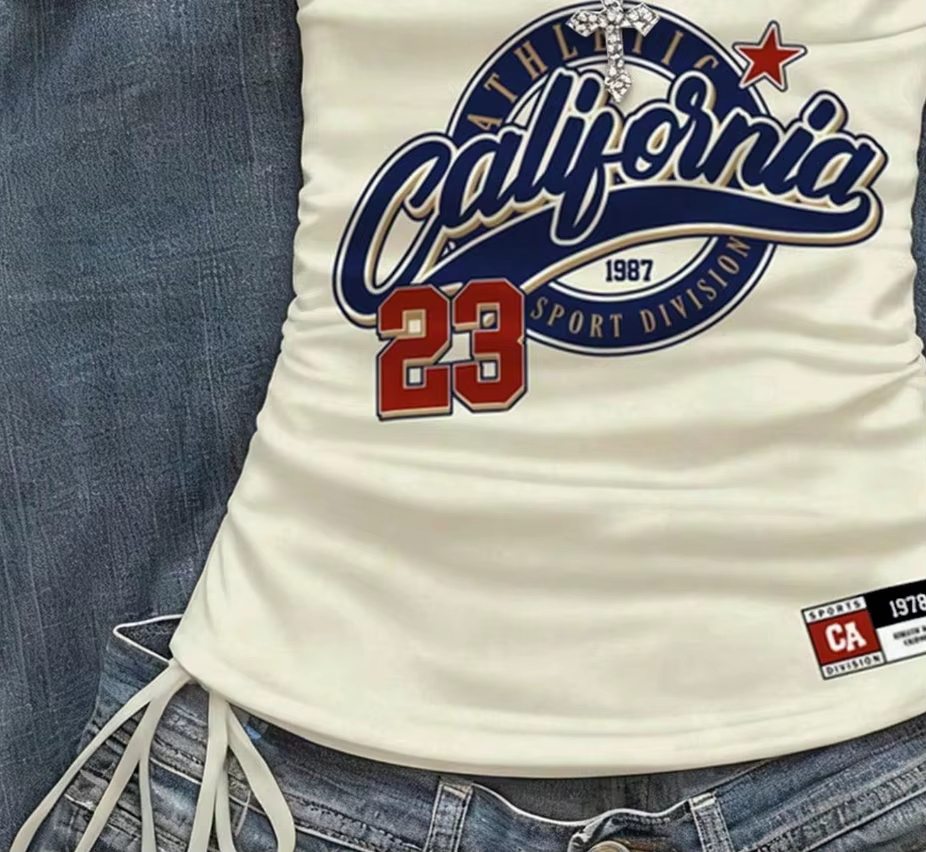 Crop top, débardeur cintré à la taille avec cordon de serrage pour femme