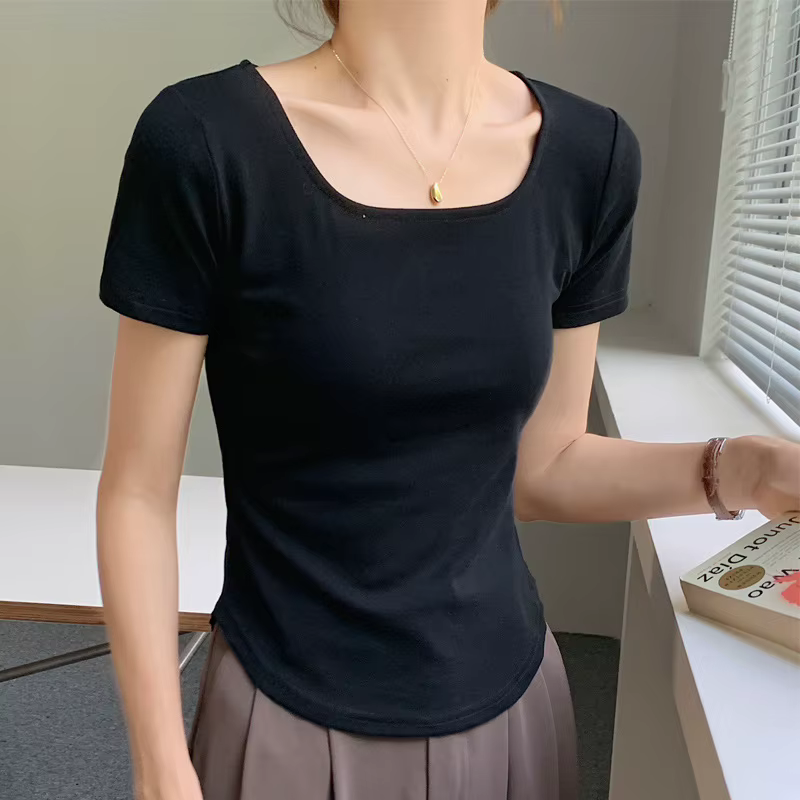 T-shirt d'été en coton à manches courtes pour femmes