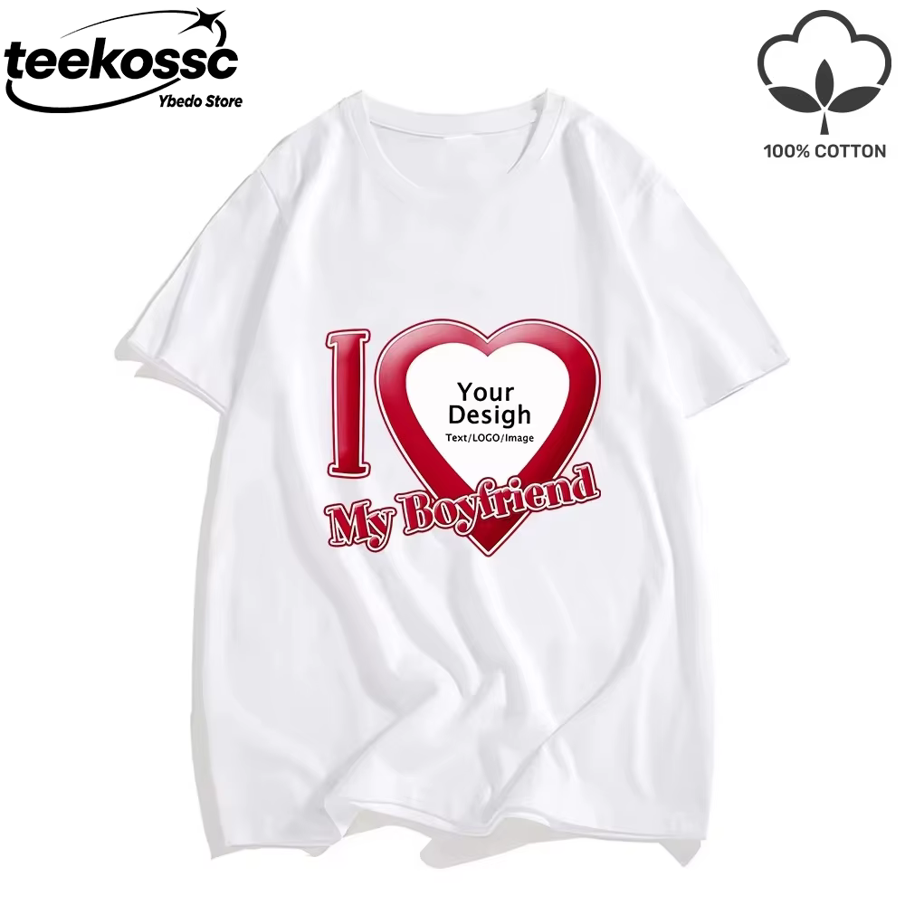 T-shirts DIY I Love My Boyfriend Girlfriend pour femmes et hommes