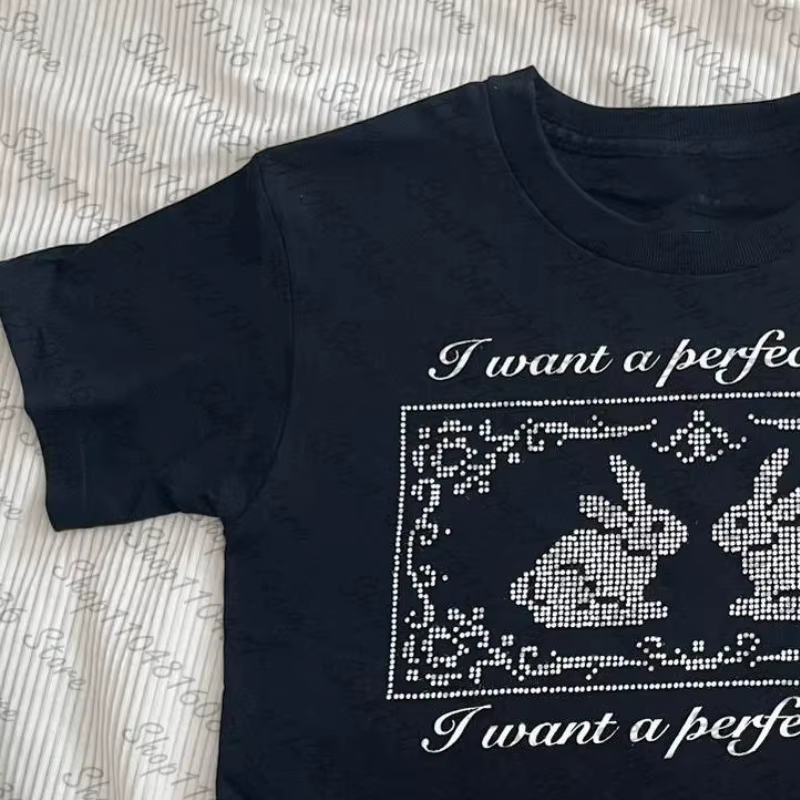 T-shirts imprimés lettres style punk pour femmes
