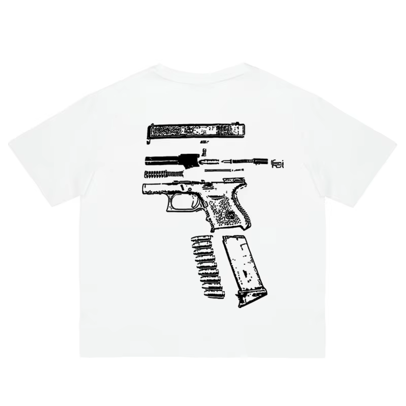 Hommes T-Shirt en GLOCK WE TRUST graphique coton surdimensionné Vintage Harajuku manches courtes hauts t-shirts esthétique Y2k Streetwear vêtements