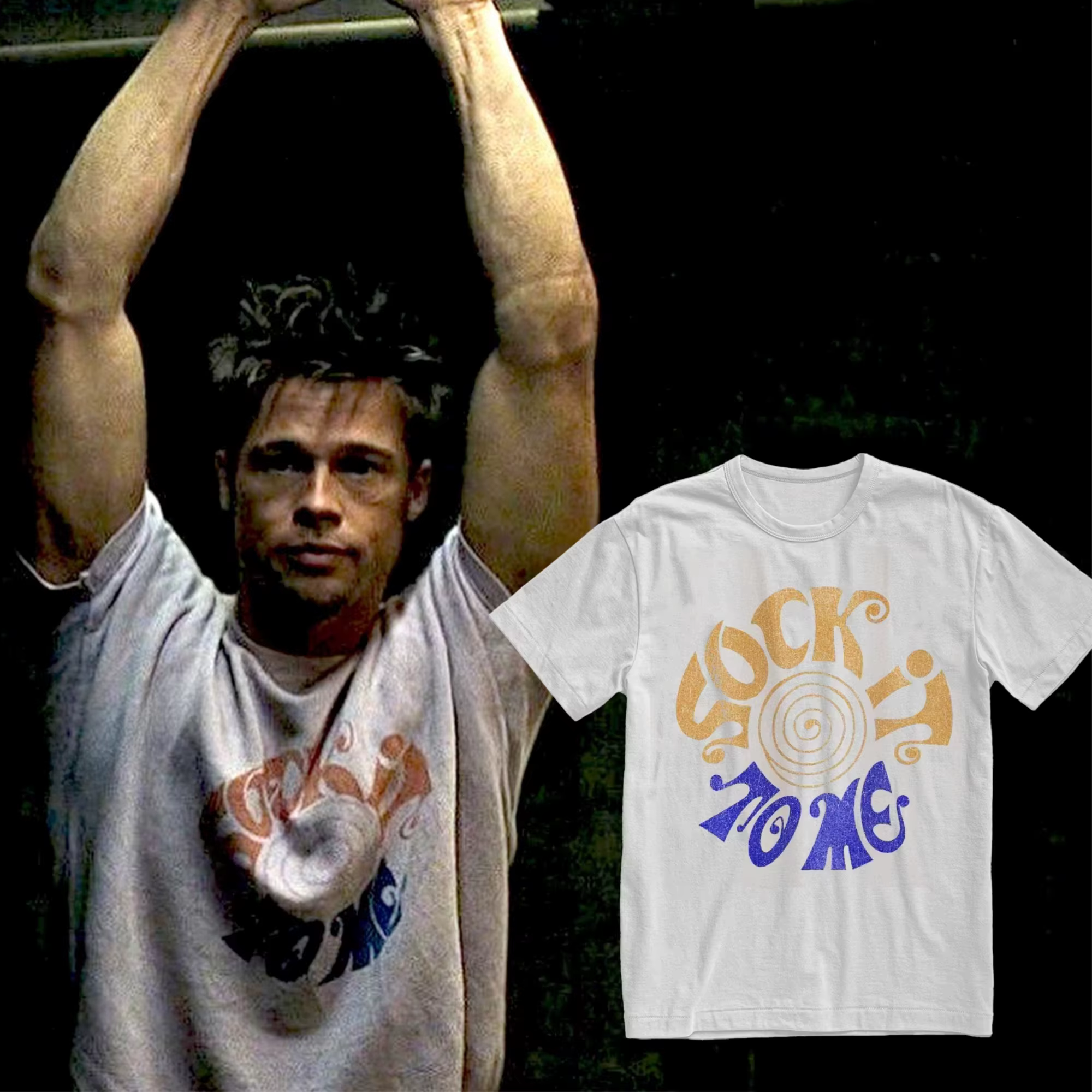 T-shirt graphique vintage 'Sock It To Me' style Fight Club des années 90