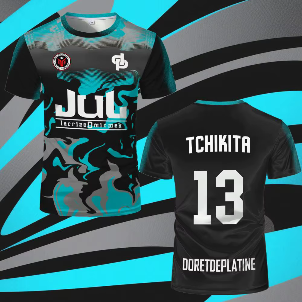 T-shirt de sport français TCHIKITA Maillot JUL Juldtp DORETDEPLATINE à motif imprimé