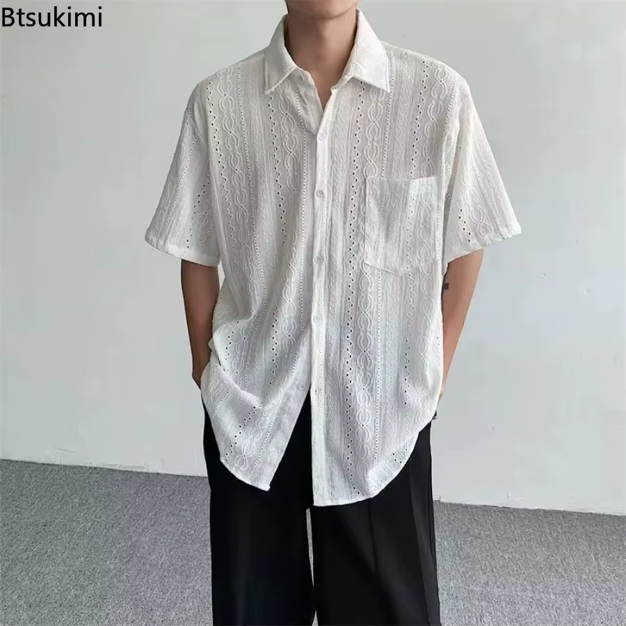 Chemises amples ajourées vintage japonaises pour hommes