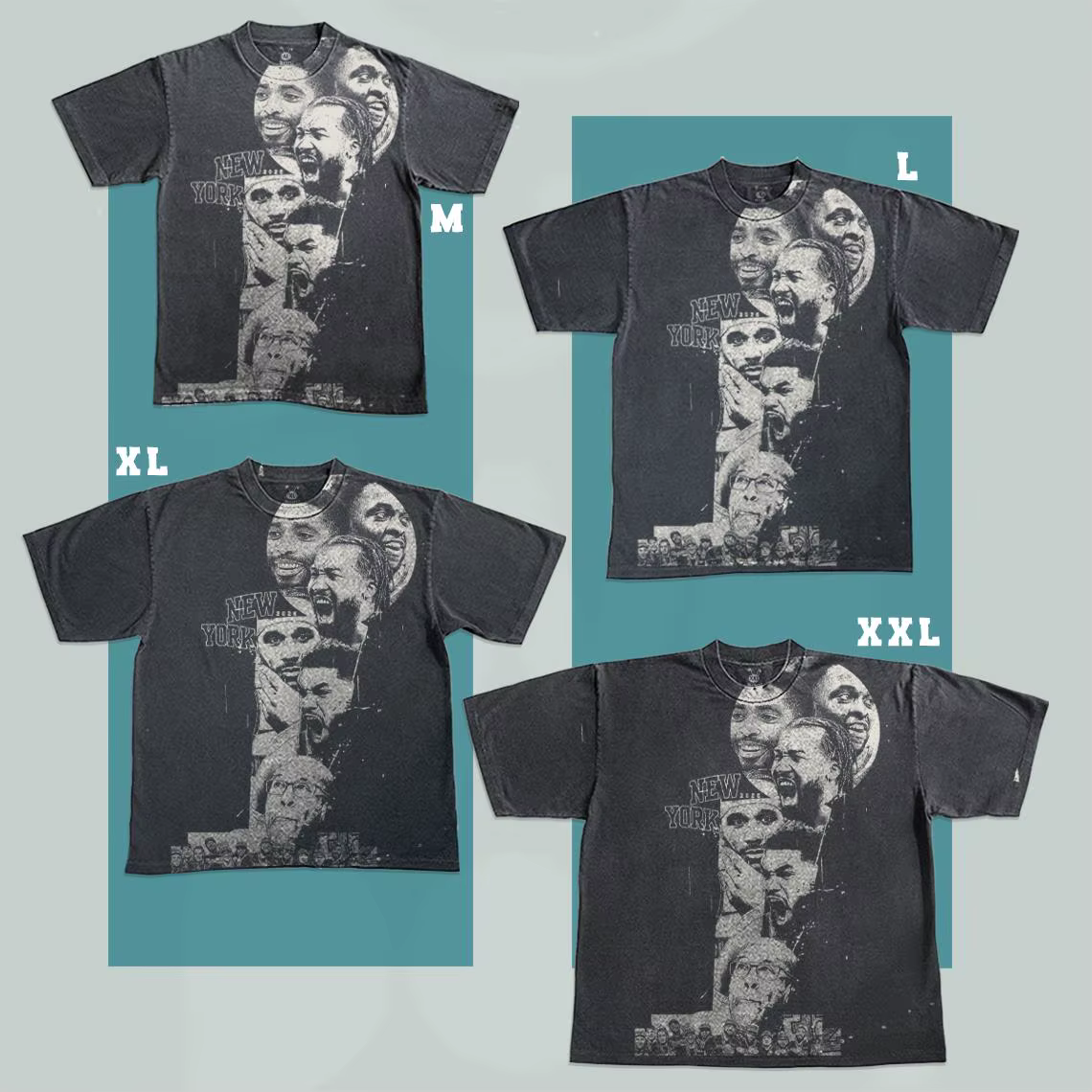 T-shirt artisanal décoloré noir délavé pour les championnats de basketball de New York 2026 : Coton unisexe avec art par pulvérisation