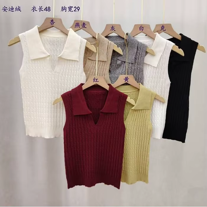 Polo col en V côtelé pour femme – Hauts sexy en maille