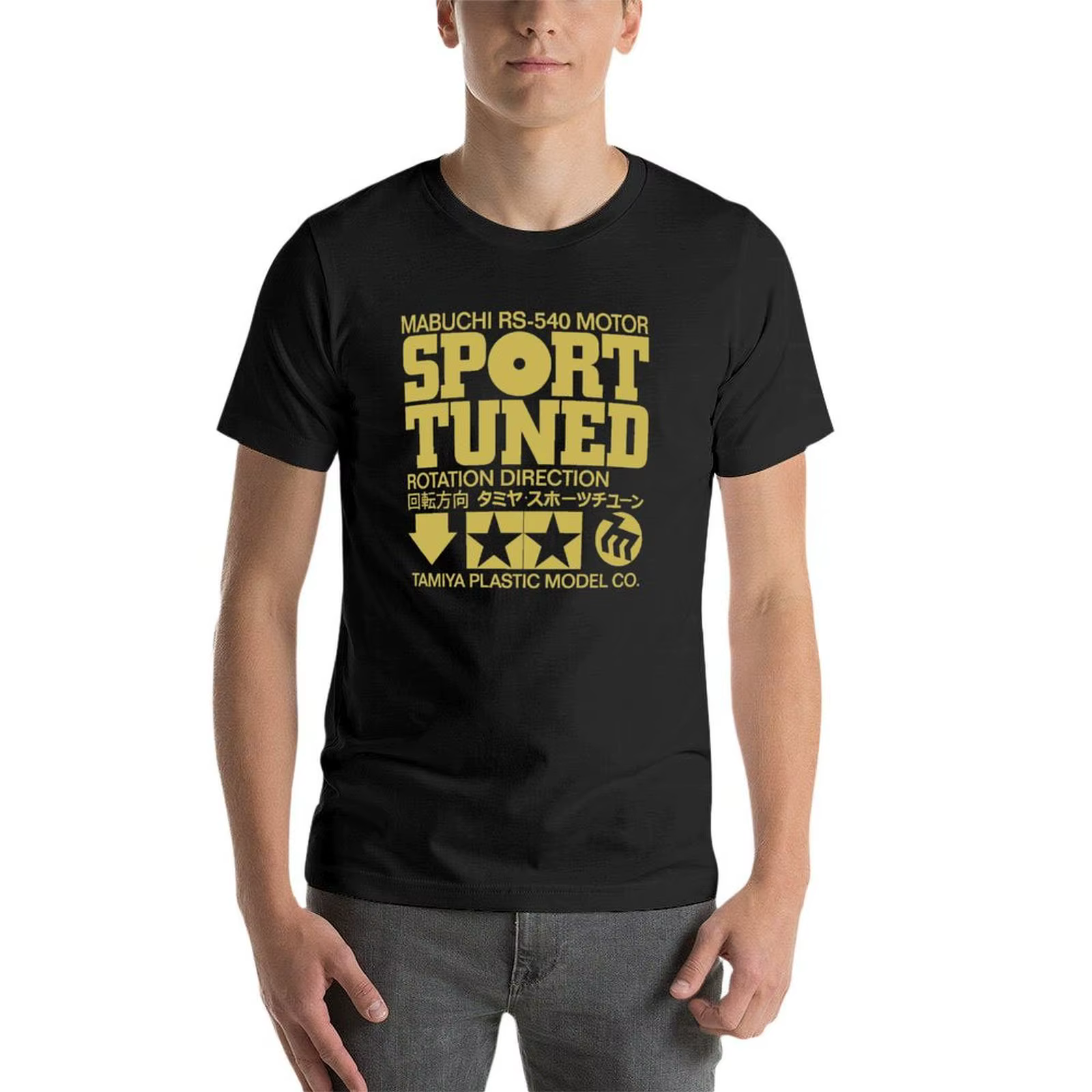 Tamiya-T-shirt de sport avec étiquette moteur pour homme