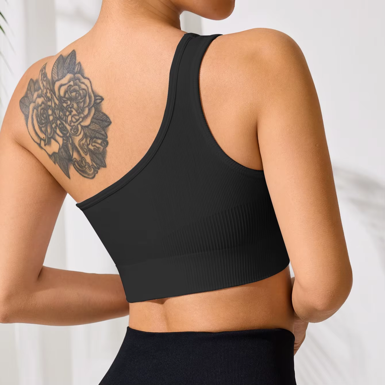 Femmes Yoga course Fitness hauts une épaule Sexy sangle sport débardeur