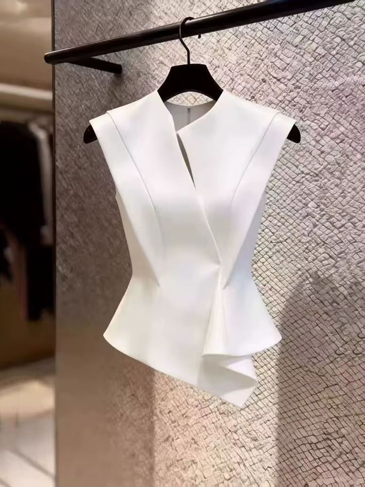 T-shirt sans manches de luxe style français pour femme