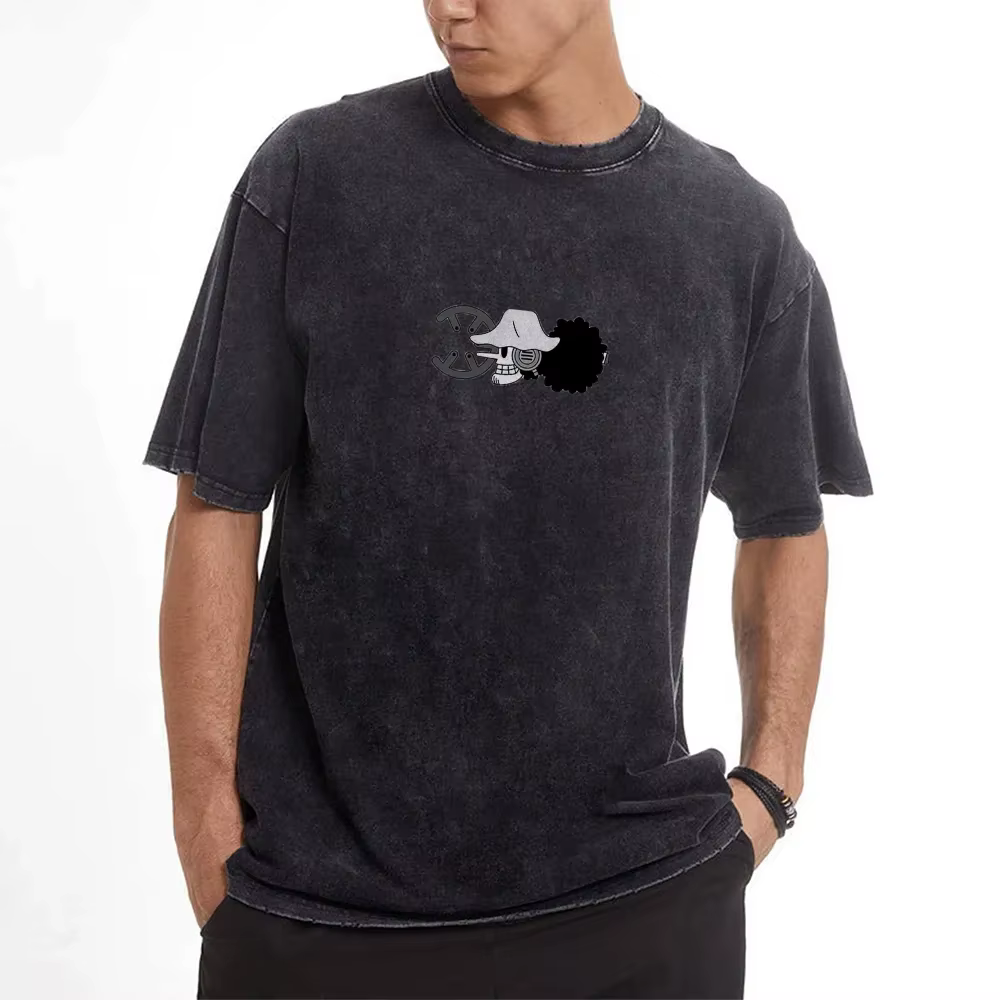 2026 une pièce Usopp Sniper King rétro lavé T-shirt chapeau de paille groupe Marksman vieux ample Anime rue à manches courtes hommes haut