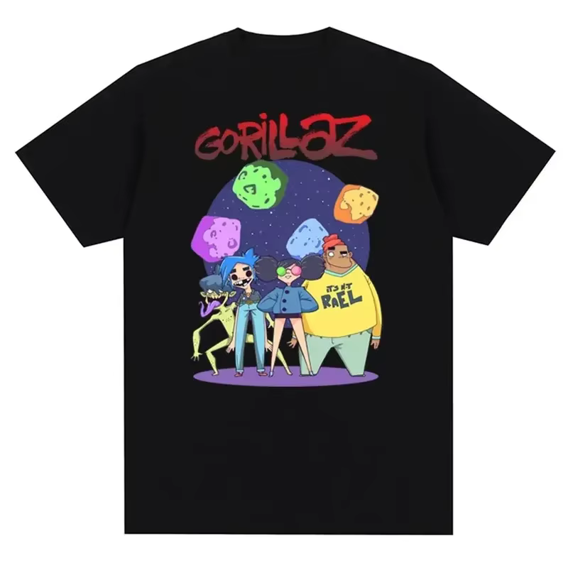 T-shirt Gorillaz Punk Rock 2025 – Imprimé groupe musical années 90 – Mode décontractée – Manches courtes – Unisexe – Grande taille