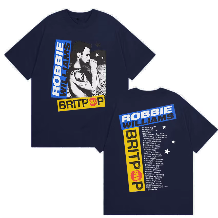Robbie Williams Rw Album 2025 Merch T-shirt homme Hip Hop Rock gothique