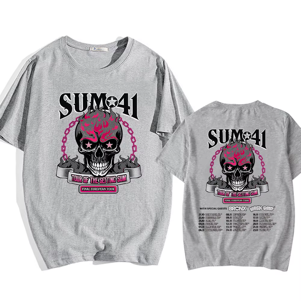 Tour du réglage Sum Sum41 T-shirt coton été haute qualité hommes t-shirts col rond décontracté Hip Hop gothique