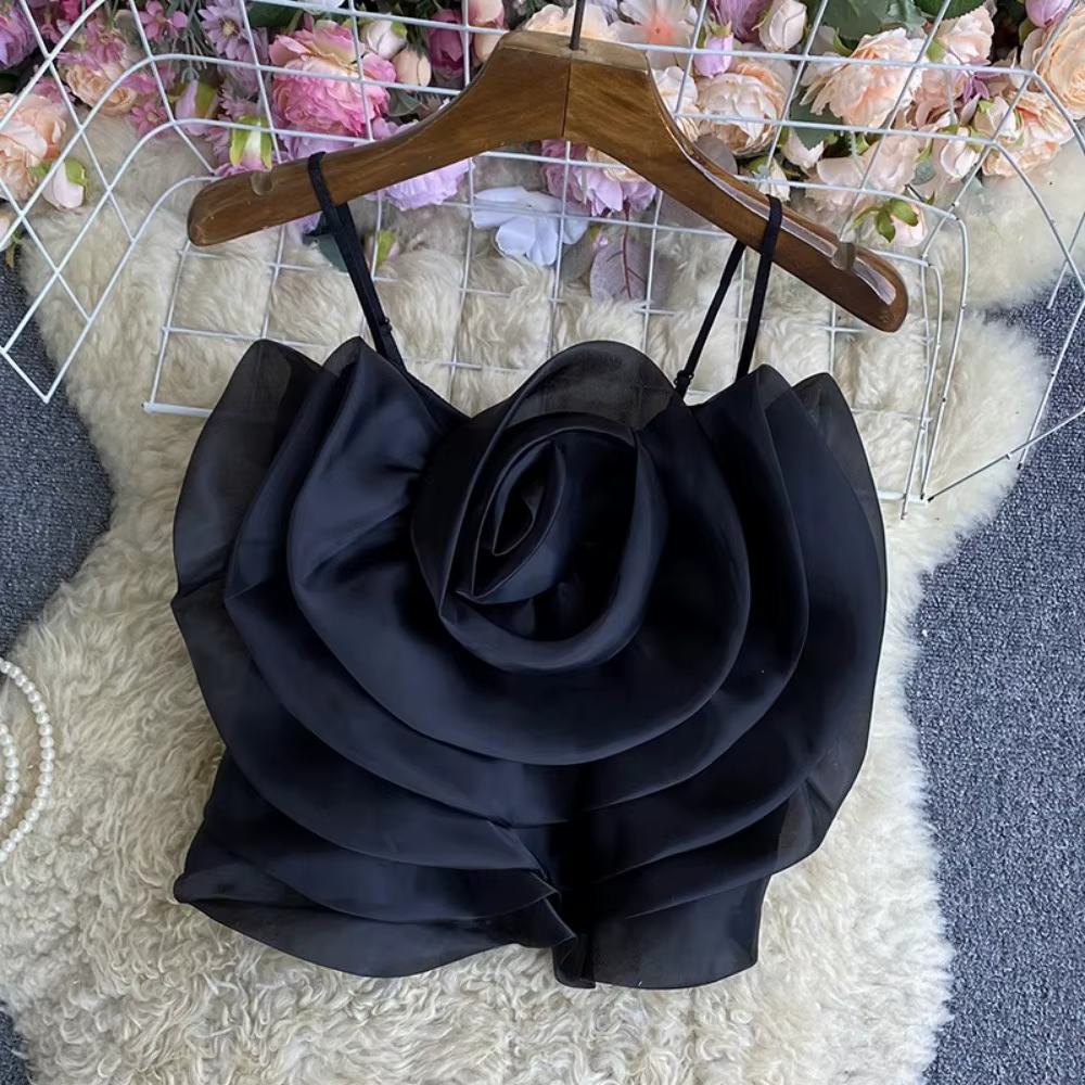 Haut en tulle à bretelles spaghetti pour femme