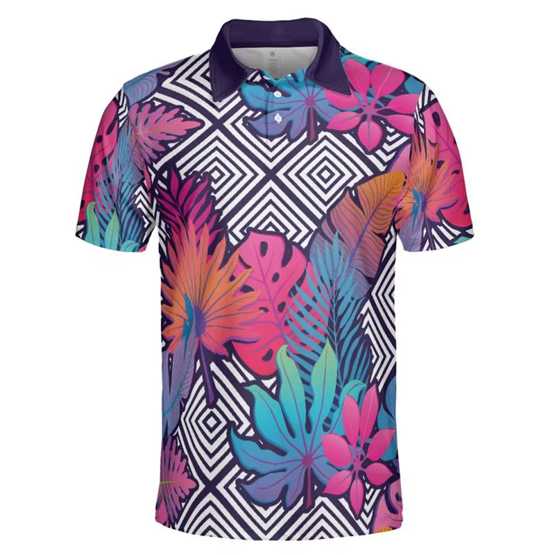 Polo en fleurs de cerisier roses pour hommes