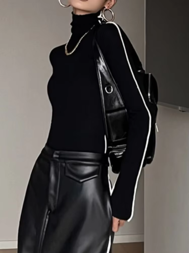 Mode col haut T-shirt femmes automne hiver