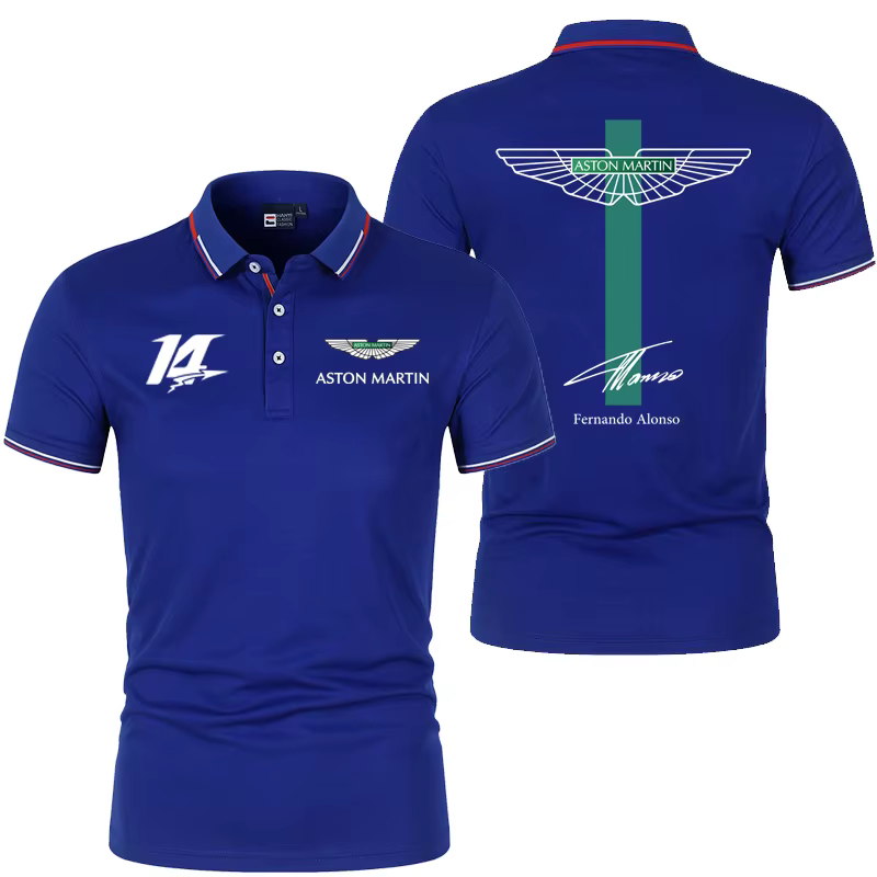 Polo de sport d'été pour hommes de l'équipe Aston Martin Racing Fernando Alonso
