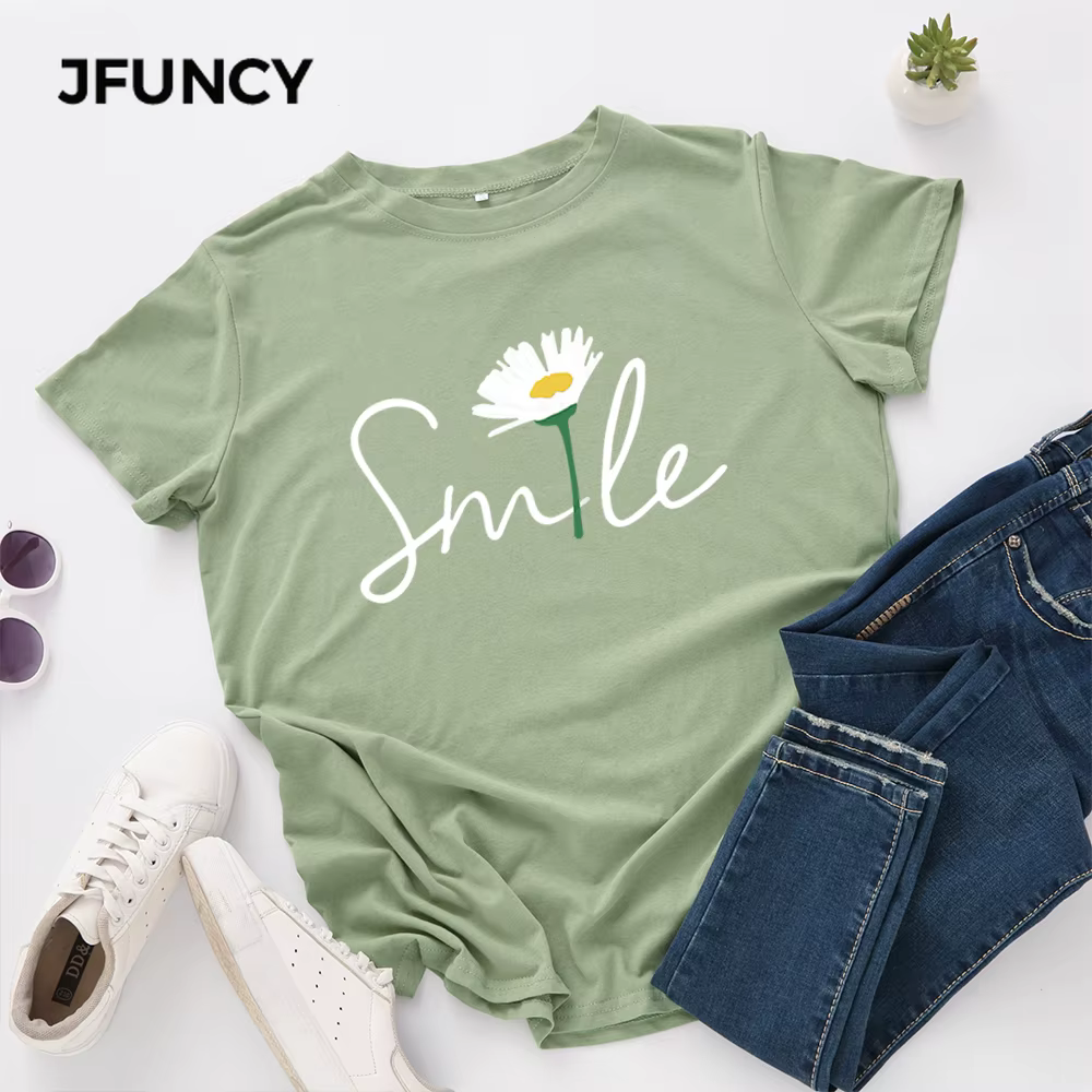 JBatteries CY-T-shirt en coton à manches courtes pour femmes