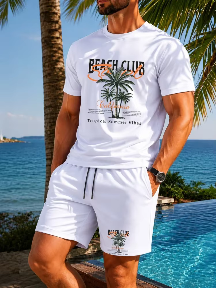 Ensemble de t-shirts pour hommes de haute qualité imprimés avec des palmiers de la Californie