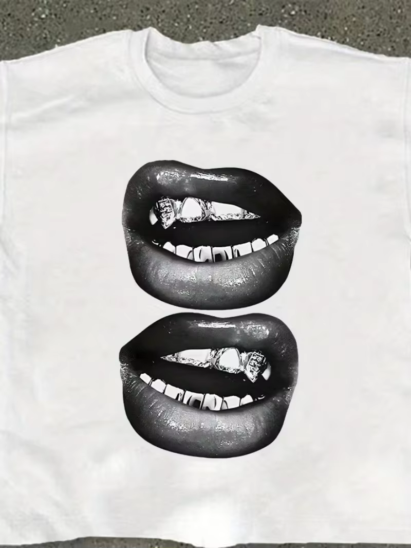 T-shirt imprimé motif lèvres