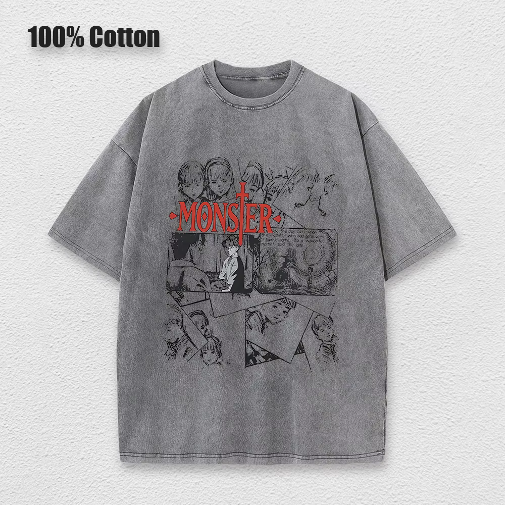 Anime monstre T-Shirts lavé hommes femmes coton Harajuku