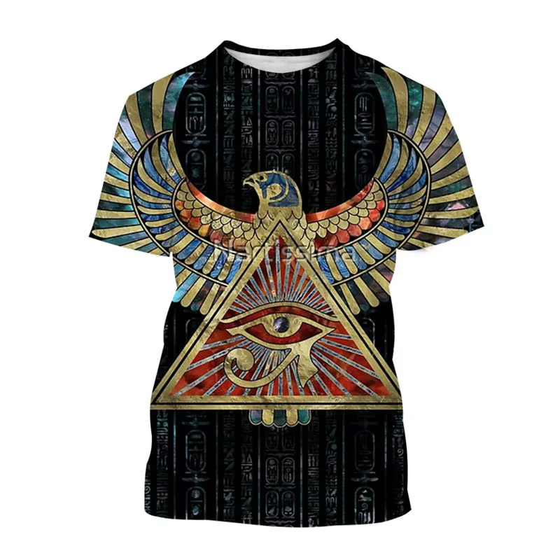 T-shirt à manches courtes avec impression 3D du pharaon Anubis