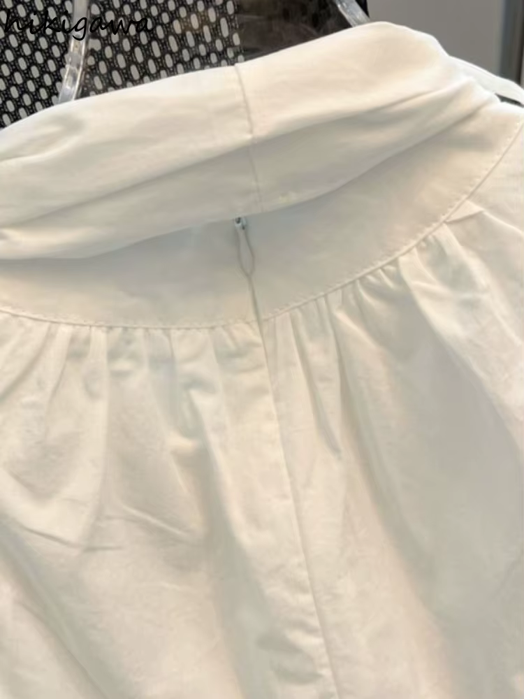 Chemisier blanc pour femmes 2025 Blusas Mujer De Moda pansement nœud sans manches chemises amples mode doux été Blouses hauts femme