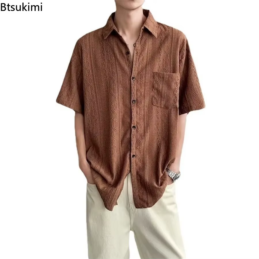 Chemises amples ajourées vintage japonaises pour hommes