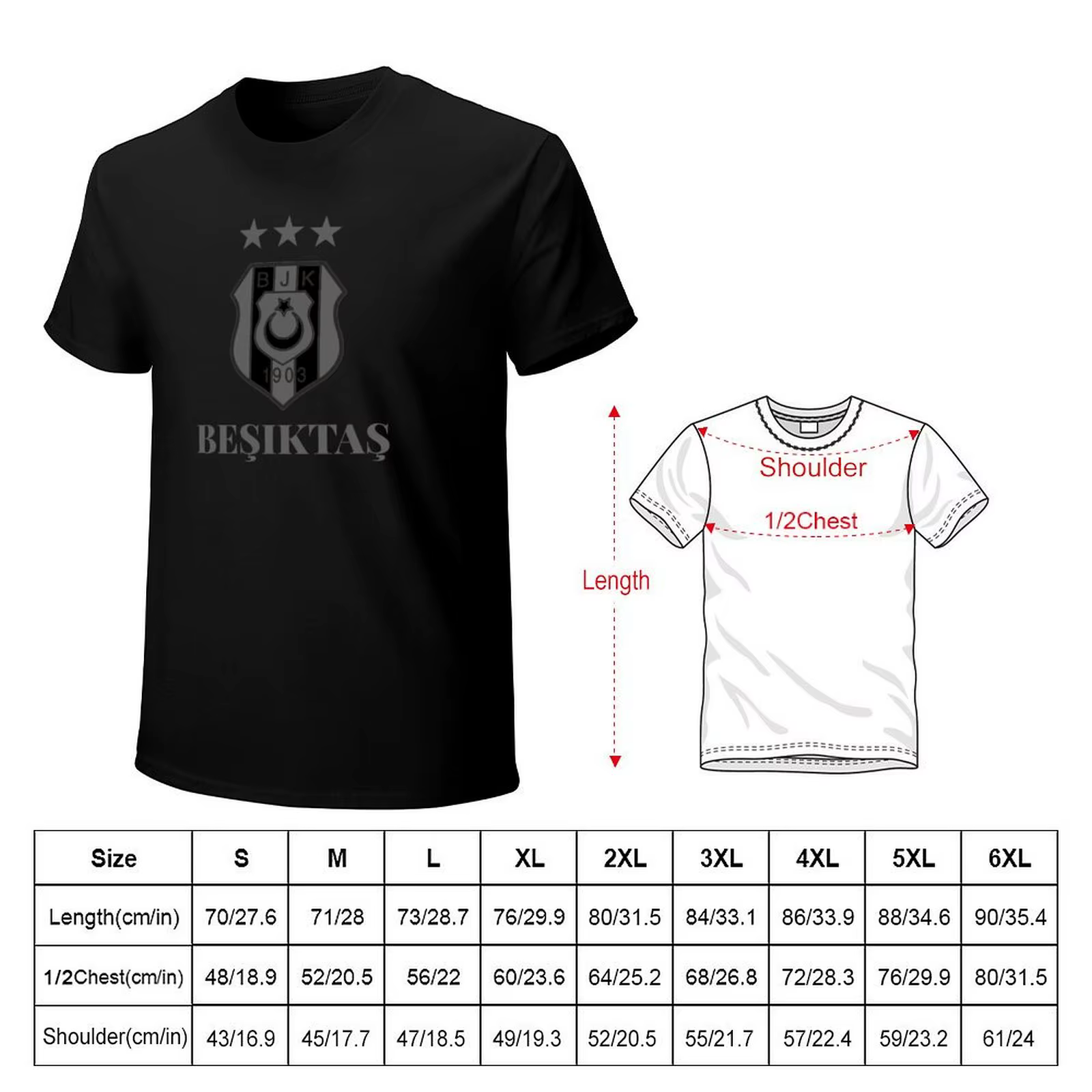 Besiktas - Be?ikta? Istanbul 1903 T-Shirt Chemise décontractée à manches courtes tendance