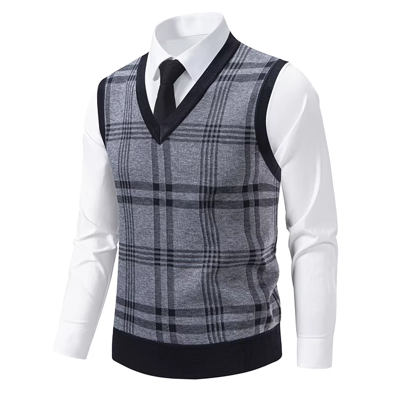 Gilet en tricot sans manches pour homme 2026 – Pull léger décontracté à col en V