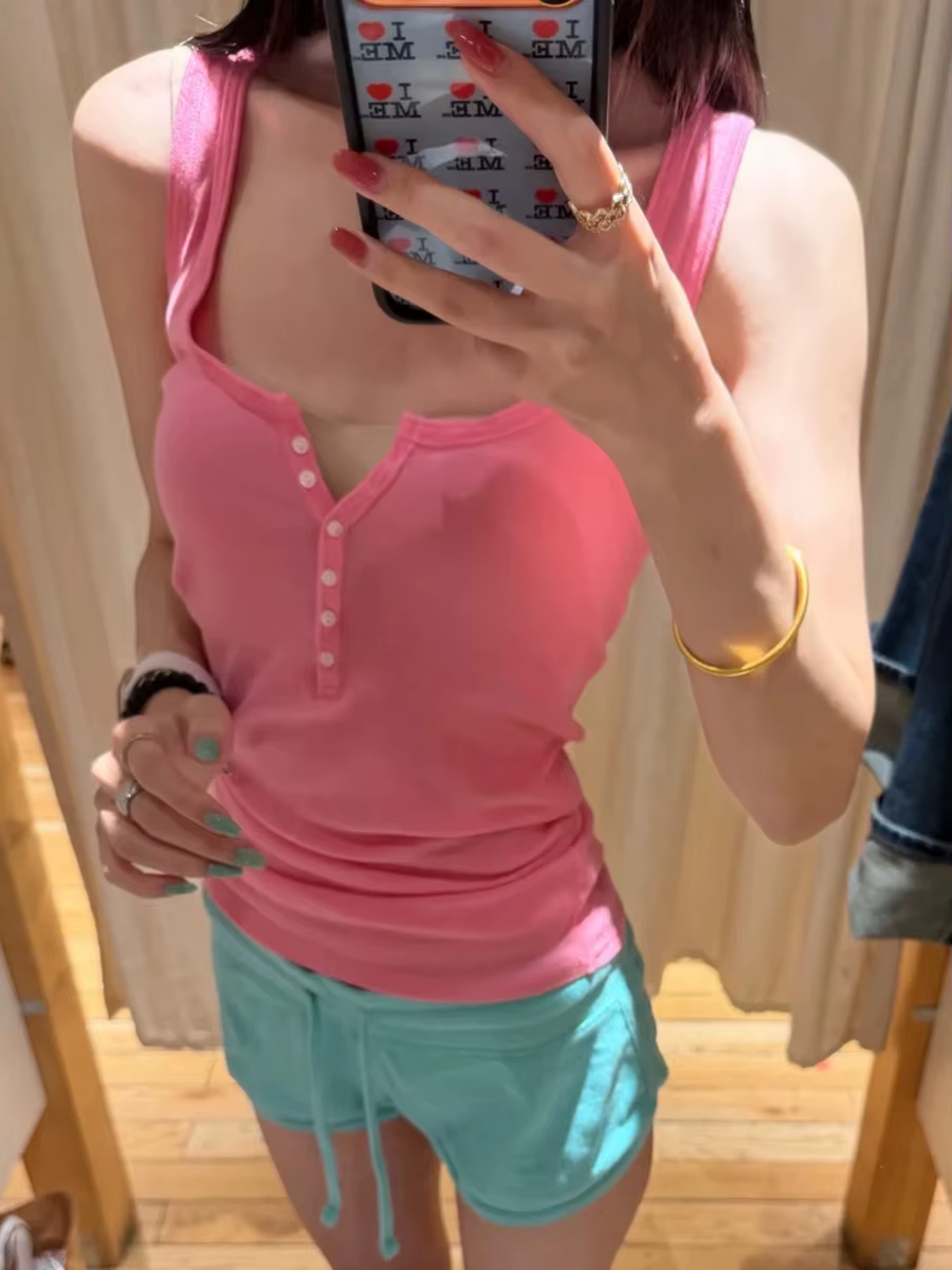 Débardeur basique rose pêche pour femme