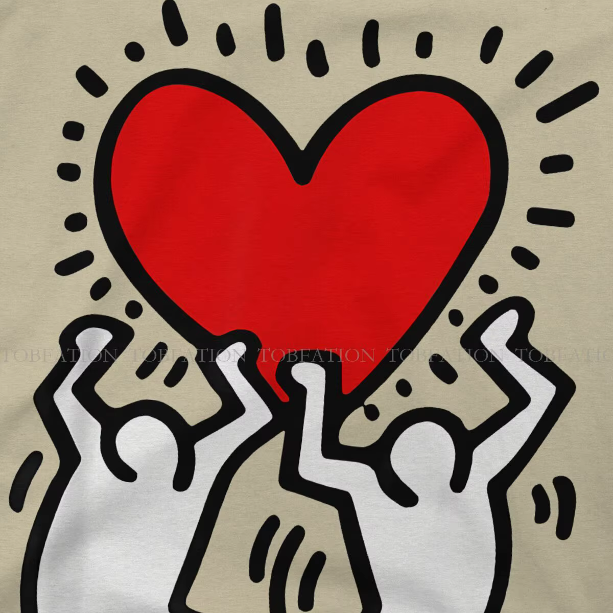 Haring-T-shirt à col rond pour hommes
