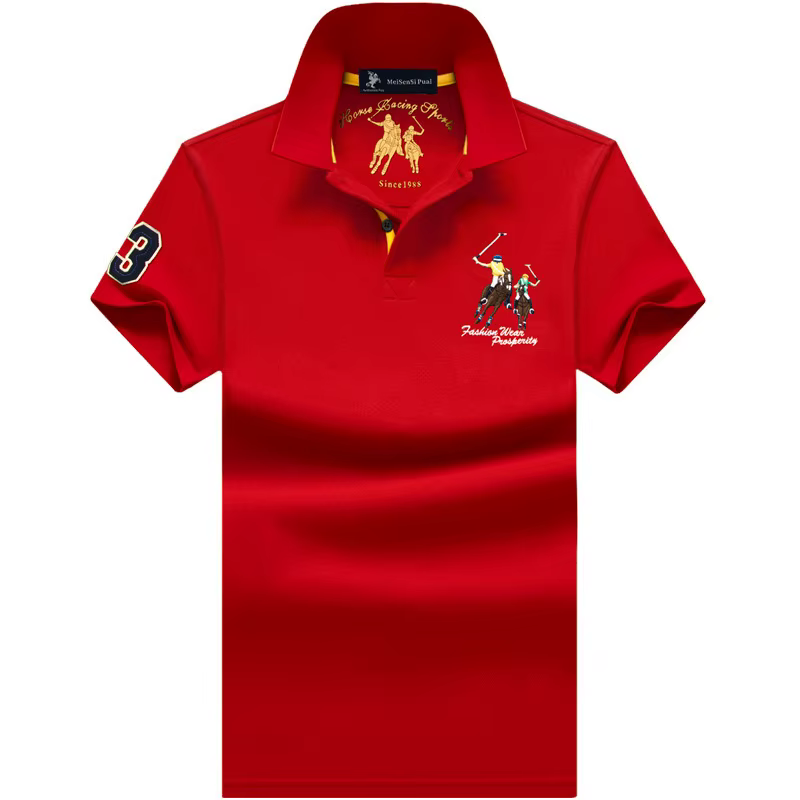 Polo d'été hommes coton décontracté broderie