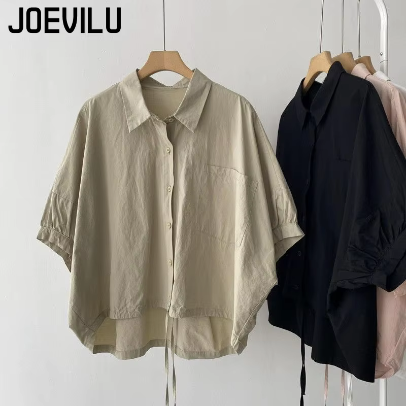 JOEVILU dames manches chauve-souris chemise d'été ample
