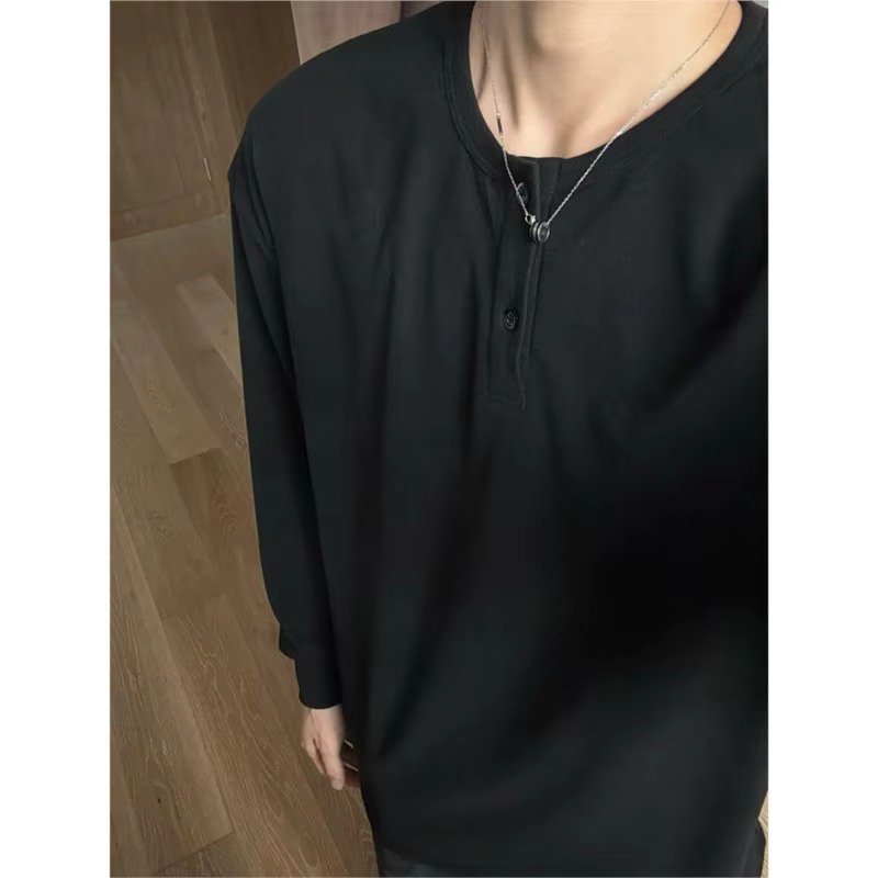T-shirt à manches longues col Henry pour hommes