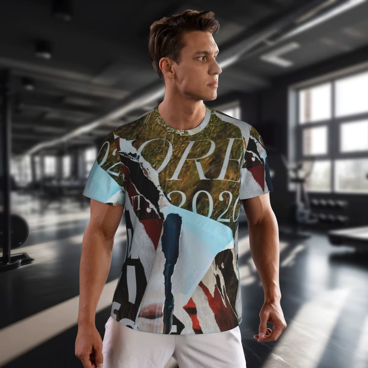 Vintage journal gymnase t-shirt Collage papier coups Hip Hop t-shirts mâle Y2K drôle