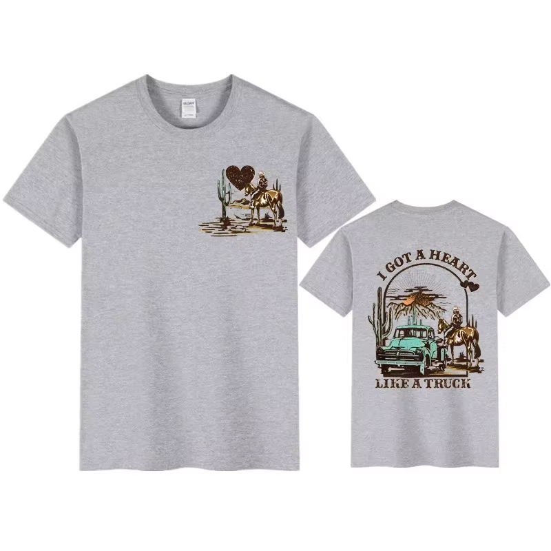 Femmes T-shirts j'ai un coeur comme un camion chemise avant et arrière Cowboy