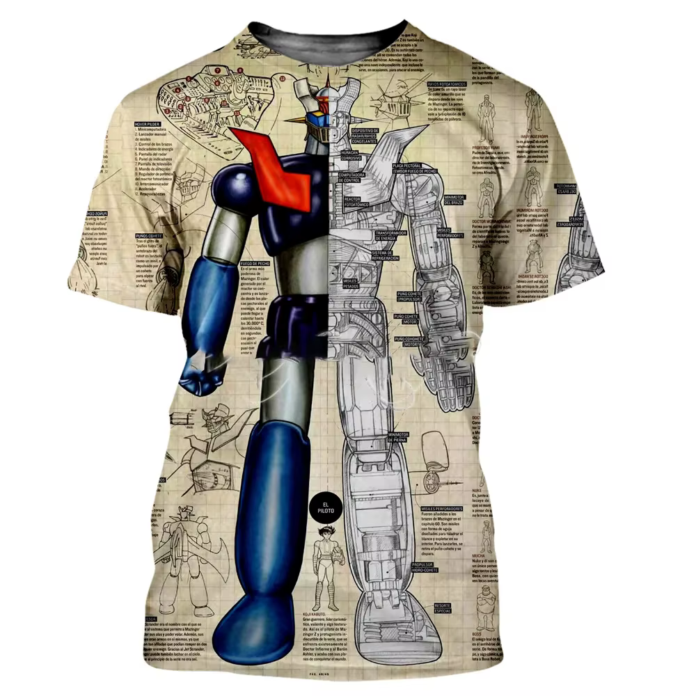 Mazinger Z T-shirt pour hommes mode d'été 3D imprimé à manches courtes Top t-shirts Style Harajuku T-shirt surdimensionné vêtements pour hommes de rue