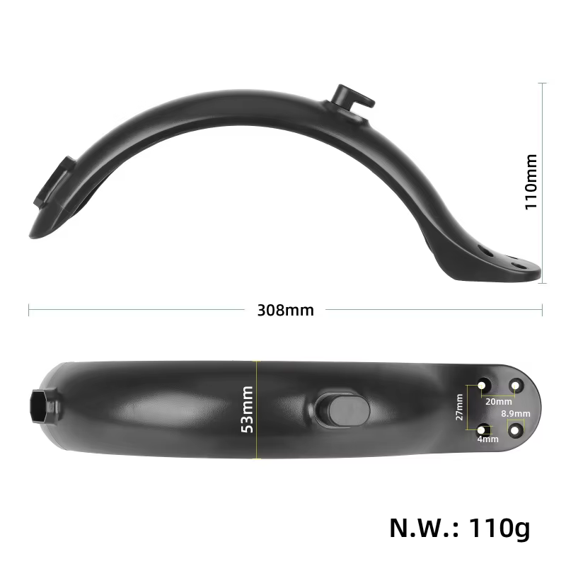 Garde-boue pour Scooter électrique, 4 trous, avec feu arrière, vis et capuchons, résistant aux éclaboussures, résistant à l'usure pour scooter électrique de 8.5 pouces