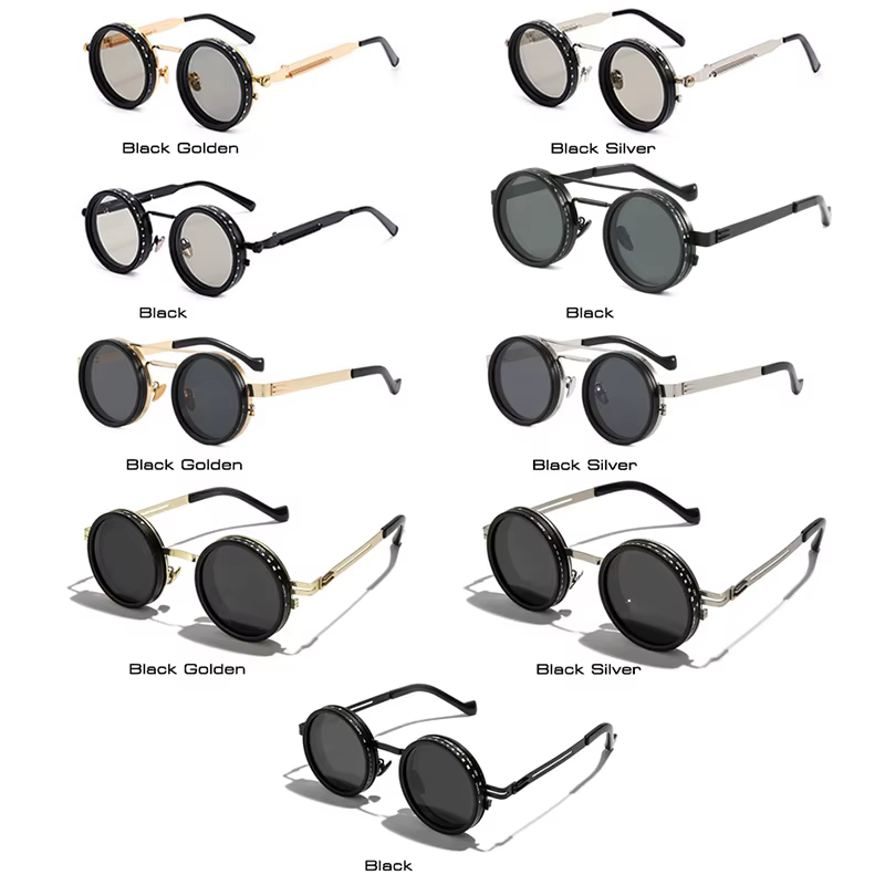 SHAUNA rétro métal rond Punk ND9 niveaux réglable gradation lunettes de soleil femmes polarisées UV400 mode hommes