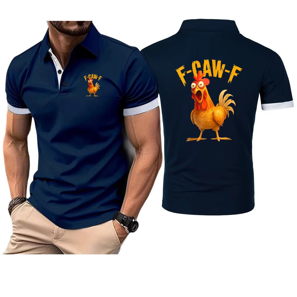 2025 F Caw F poulet FCAWF imprimer hommes nouveau Style été mode respirant Polos chemise décontracté couleur unie haut mince