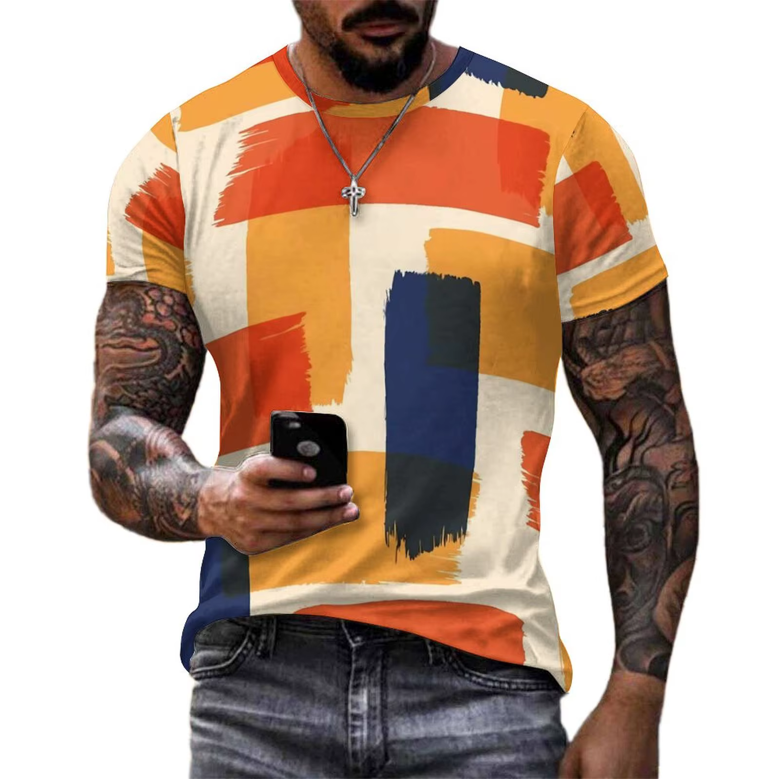 T-Shirt à Manches Courtes et Col Rond pour Homme