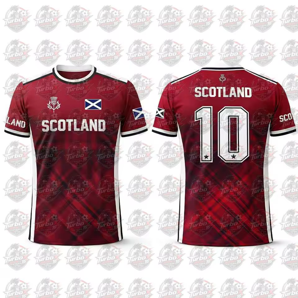 T-shirt imprimé drapeau écossais 2026 – Maillot de football respirant et à séchage rapide pour homme – Tenue d'entraînement quotidienne – Cadeau pour supporter
