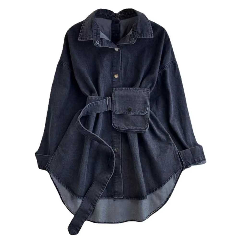 Chemises en denim à boutonnage simple pour femmes