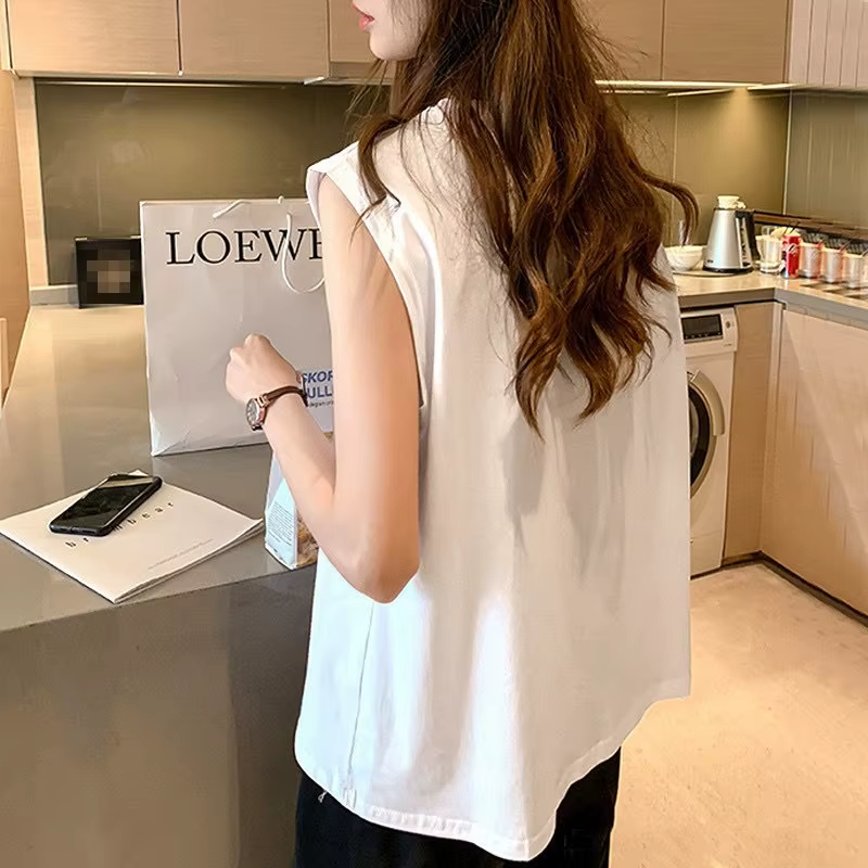 T-shirt sans manches blanc pour femme