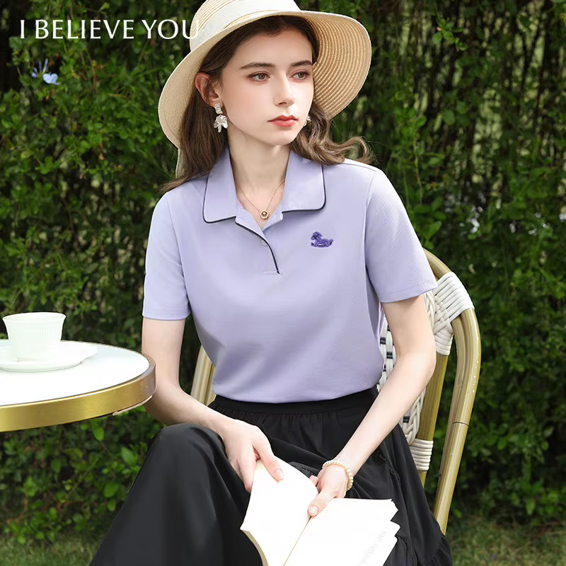 I BELIEVE YOU Polo violet pour femme