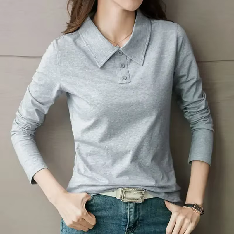 Polo à manches longues avec col pour femme