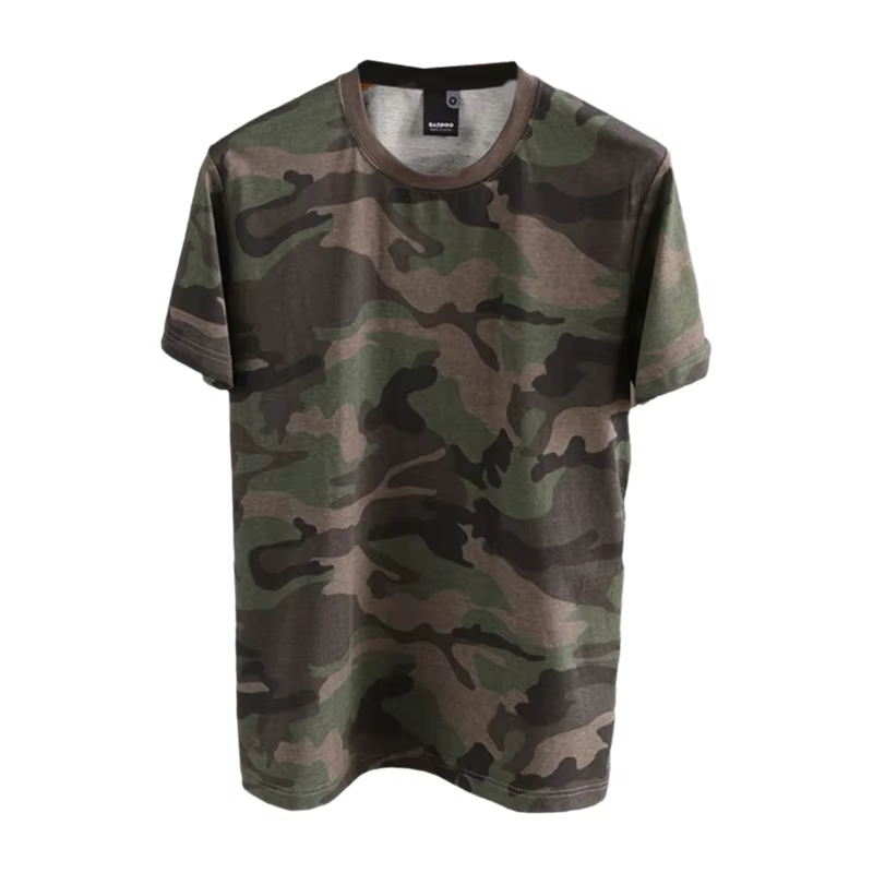 T-shirt décontracté à manches courtes coupe ample camouflage col rond imprimé en polyester fin pour homme et femme grande taille été 2025